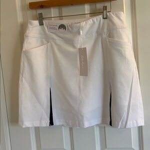 LADY HAGEN NWT L White Golf Skirt  with Navy Star Pleats